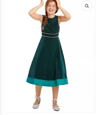 Редкие издания платье Рождество зеленый бархат со стразами размер 16 новый - Изображение 1 из 4