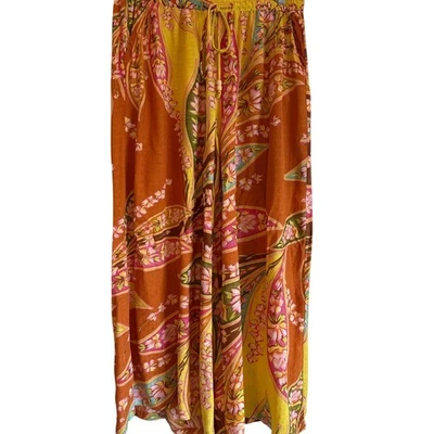 Pantalones Palazzo Floral Haute Hippie XL Boho Pierna Ancha Rayón Crepé Estampado Floral Foto 1 de 4