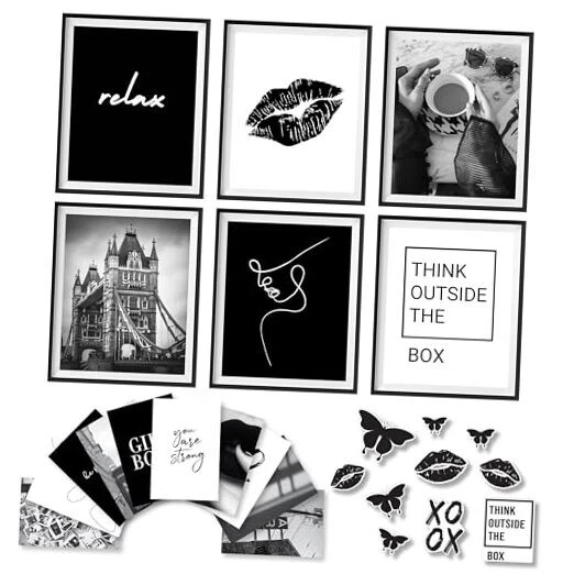  Pósters en blanco y negro para estética de habitación - decoración de pared en blanco y negro, niño  Foto 1 de 4