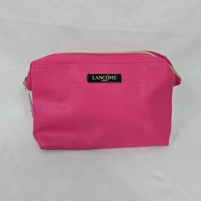 Bolso de Cosméticos Lancôme Rosa Imitación Cuero Texturizado Cremallera Dorada 9" Artículos de Aseo Maquillaje Nuevo sin Etiquetas Foto 1 de 4
