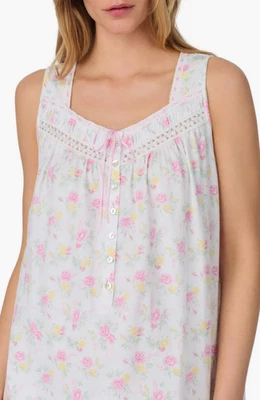 Eileen West 多花无袖 100% 棉针织短睡衣 Chemise XL — 第 1/4 张图片