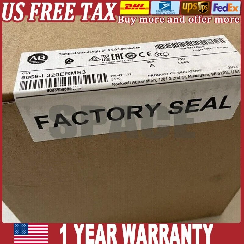 NEW 5069-L320ERMS3 GuardLogix5380 Processor Controller 5069L320ERMS3 US Free Tax - Image 1 of 1