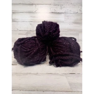 2.5 Rolls of Dark Purple Sparkly Yarn Unmarked 12.5 oz. Total Hat Scarf - Picture 1 of 2