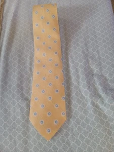 Brooks Brothers Mens Neck Tie Silk Yellow w blue flowers 3.5" wide 57" Long Dad - Picture 1 of 6