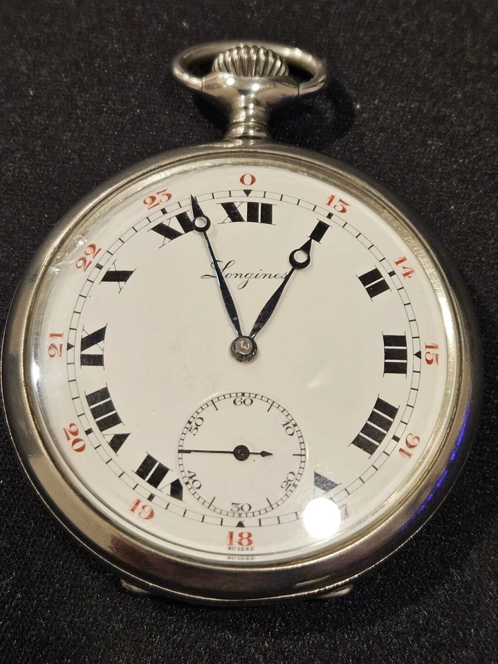 Reloj de bolsillo Longines EFCo 1918 50 mm esfera esmaltada 15J 24 horas Primera Guerra Mundial era 3416444 coincide Foto 1 de 4