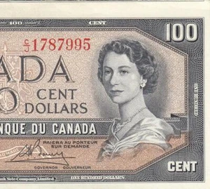 1954 BANK OF CANADA QEII $100 **Offset Print / Cutting Error** (( GEM UNC )) - Picture 1 of 4