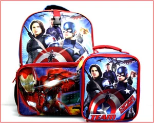 Mochila Grande 16" Marvel Avengers Civil War + Bolsa Fiambrera - Capitán América - Imagen 1 de 12