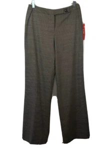 NWT Anne Klein Women's Dress Pants 8 Petite Wide Leg Houndstooth Trouser Tan Blk - Picture 1 of 9