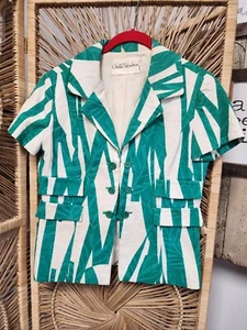 Chester Weinberg Suit Jacket Green And Cream Embossed 1960s - Picture 1 of 9