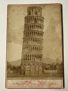 Foto antigua de colección de la torre inclinada de la catedral de Pisa Italia de la década de 1880 - Imagen 1 de 16