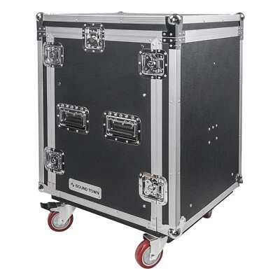 Sound Town 14U PA DJ Rack Road Case 11U Slant Mixer Top 20'' Depth (STMR-14UW) - Image 1 of 4