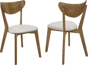 Kersey Mid Century Modern Set of 2 Wood Dining Side Chairs Curved Back Padded Ta - Picture 1 of 11
