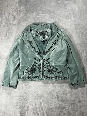 Chaqueta Karen Kane Talla 6 Mujer Aqua con Bordado Negro Forrado Foto 1 de 4
