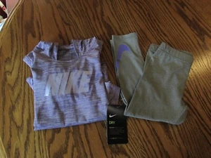 Nike Girls Dri-Fit 2 Piece Set Hooded Top and Leggings Size 4 NWT - Picture 1 of 12