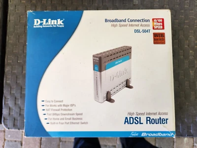 Router D-link DSL-504T/UK ADSL  With Built In 4-Port Switch With Stand & Adapter - Immagine 1 di 3