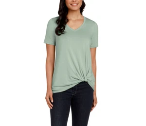 Matty M Ladies' Twist Knot Top Twisted Front V-Neck Stretch Knit Fabric - XL - Picture 1 of 3
