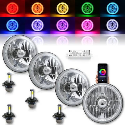 Juego de faros LED 6k para teléfono celular Bluetooth 5-3/4 SMD cambio de color halo ojo de ángel Foto 1 de 4