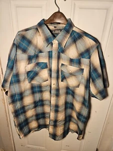 Canyon Guide Outfitters Mens Size 2XL Plaid Shirt Short Sleeve Pearl Snap EUC - Picture 1 of 8