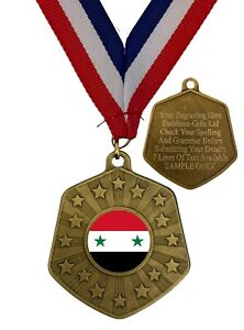 Syrische Nationalflagge 66 mm April Goldmedaille & Band graviert kostenlos
