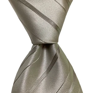 DANIEL MILANO Men's 100% Silk Necktie ITALY Designer STRIPED Gray Metallic NWD - Picture 1 of 3