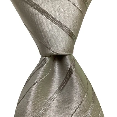 Corbata para hombre DANIEL MILANO 100 % seda diseñador ITALIA RAYAS gris metálico nueva con etiquetas Foto 1 de 3