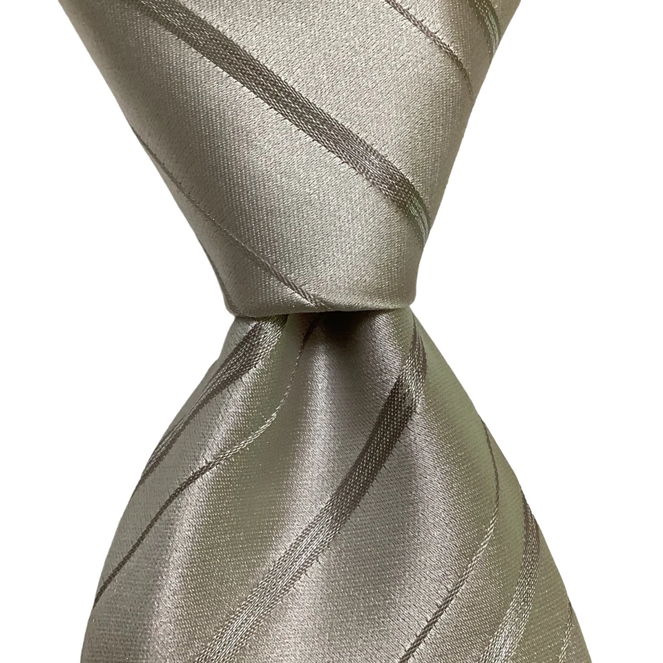 Corbata para hombre DANIEL MILANO 100 % seda diseñador ITALIA RAYAS gris metálico nueva con etiquetas Foto 1 de 3