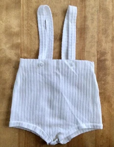 VTG Baby Boy’s White Rubber Lined Shorts W/Attached Button Straps, Crotch Snaps - Picture 1 of 6