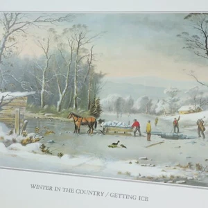Currier & Ives Vtg Print Winter In Country Getting Ice Illustration Art Decor - Picture 1 of 7