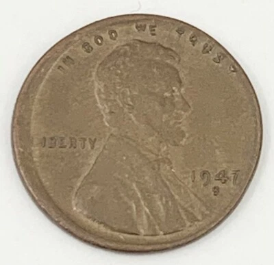 1947 S Lincoln Wheat Penny Off Center One Cent Error Coin - Image 1 of 2