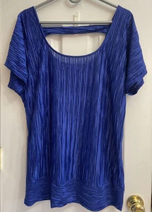 Maurices Blue Fluted semi sheer blouse szM Elegant Scoop Neck - Picture 1 of 7