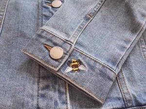 Joules Arkley Bee Embroidery On Cuff Stretch Denim Jacket- Light Blue - Size 16 - Picture 1 of 11