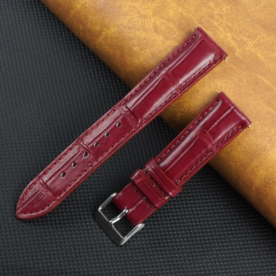 Pulseira de relógio de couro de crocodilo clássica pulseira de relógio de crocodilo real masculina liberação rápida - Imagem 1 de 4