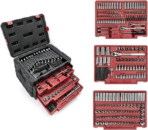 WORKPRO 450-Pieces Drive Socket Set Metric SAE Ratchet Wrench Mechanics Tool Set - Picture 1 of 12