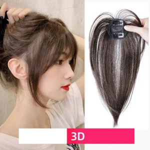 Pelucas para mujer 3D French Bangs Topper Toupee Clip parte de encaje sintético - Imagen 1 de 9