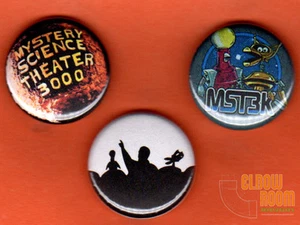 Set of three 1" Mystery Science Theater 3000 pins buttons MST3K crow tom servo - Picture 1 of 2