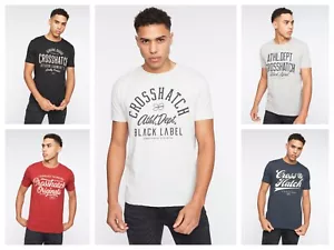 Mens 5 PACK Crosshatch T-Shirt Crew Neck Short Sleeve Casual Soft Cotton Summer - Picture 1 of 10
