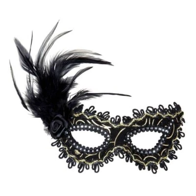 Black Eyemask With Rose Feathers - Image 1 of 2