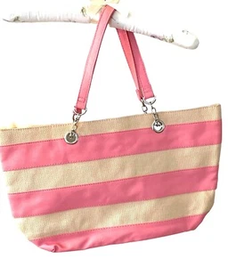 Bolso de Mano Ulta Rosa a Rayas Bolsillos Internos - Imagen 1 de 7