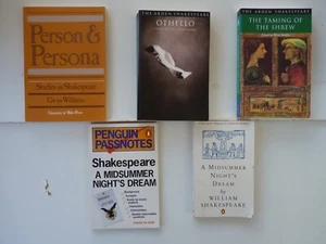WILLIAM SHAKESPEARE - JOB LOT FIVE STUDY BOOKS ON SHAKESPEARE PLAYS - Picture 1 of 3