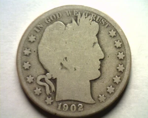 1902 BARBER HALF DOLLAR ABOUT GOOD+ AG+ NICE ORIGINAL COIN BOBS COINS FAST SHIP - Picture 1 of 2