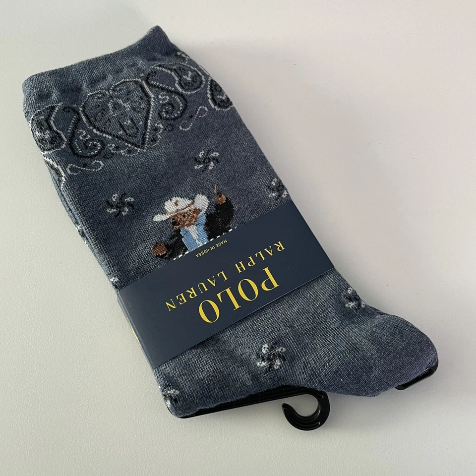 Ralph Lauren Women's Polo Bear Bandana Trouser Socks Denim