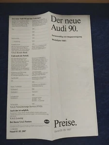 AUDI 90 Preisliste. 05.05.1987 - Picture 1 of 1