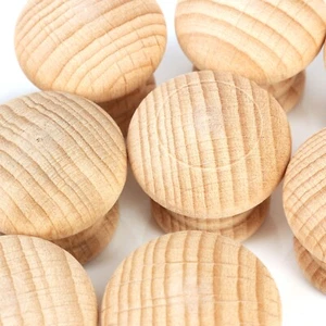 Kleine 25 mm massive Naturholz vorgebohrte Schublade/Türknauf Griffe Menge wählbar - Bild 1 von 11