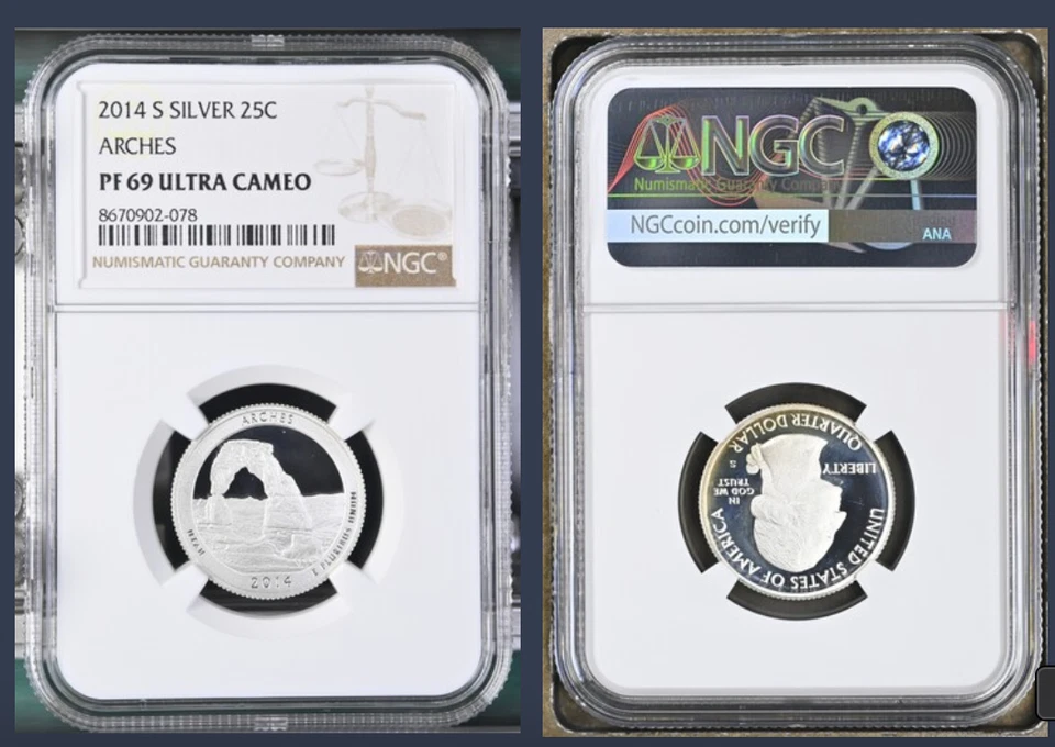 2014-S Silver PF69 ANT Arches Quarter NGC - Image 1 of 1