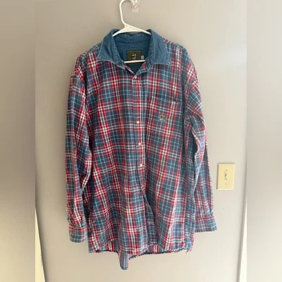 Camisa Cinch Manga Larga Con Botones Denim Cuello Para Hombre Talla XL Franela Roja Azul Foto 1 de 4