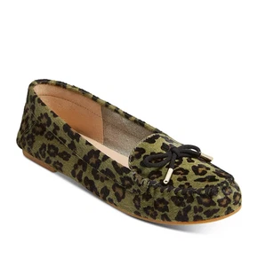Jack Rogers Millie Schleife Kalbshaar Slipper Mokassin flache Schuhe grün Leopard Damen 7,5 - Bild 1 von 15