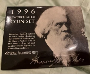 1996 AUSTRALIA - OFFICIAL BU MINT SET (6) - SIR HENRY PARKES - ORIG. RAM BOOKLET - Picture 1 of 5
