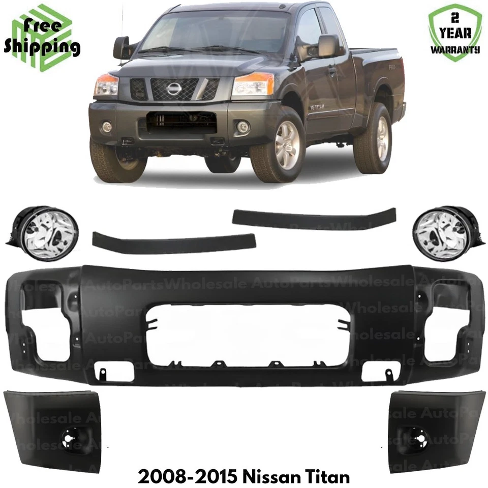 Front Bumper Paintable Steel & Fog Lights Kit For 2008-2015 Nissan Titan Foto 1 de 4
