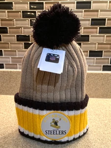Sombrero de invierno Pittsburgh Steelers puño acanalado | NFL Beanie Pom Steelers desde 1933 - Imagen 1 de 7