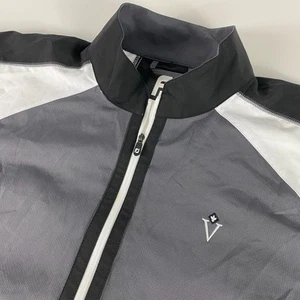 FootJoy Jacket Mens Medium Black Gray White Windbreaker 1/2 Zip Short Sleeve FJ - Picture 1 of 12